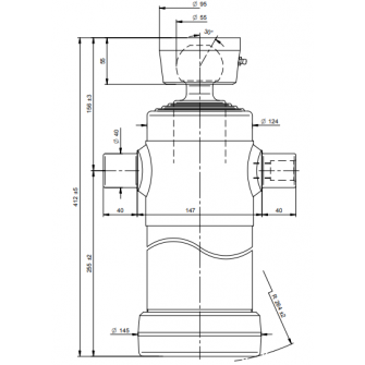Teleskopski cilinder 4 stopnje 10 ton 950 mm s kroglo 3043S